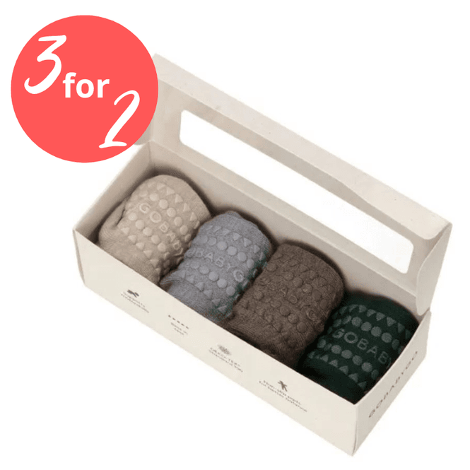 Hovedbilde Antiskli krabbesokker i ull 4pk Gre/Green/Brown/Sand