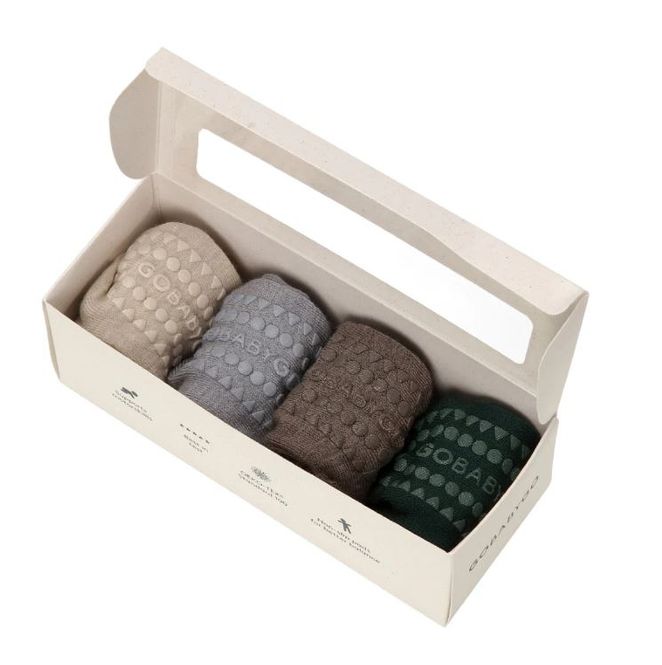 Hovedbilde Antiskli krabbesokker i ull 4pk Gre/Green/Brown/Sand